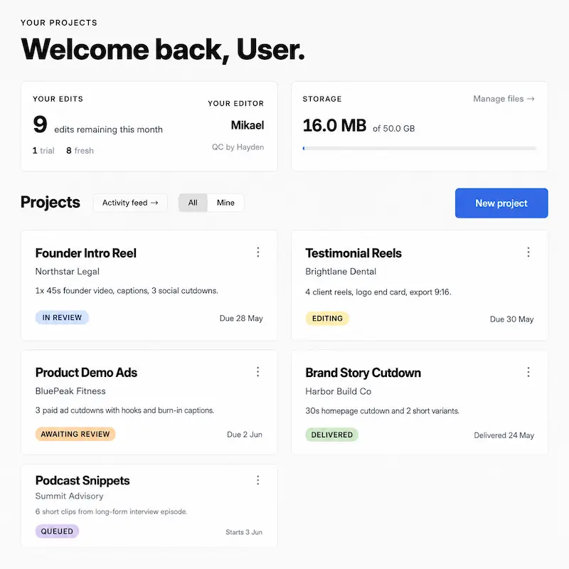 VX Workflow dashboard preview